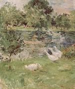 Berthe Morisot The Girl is rowing and goose oil painting reproduction